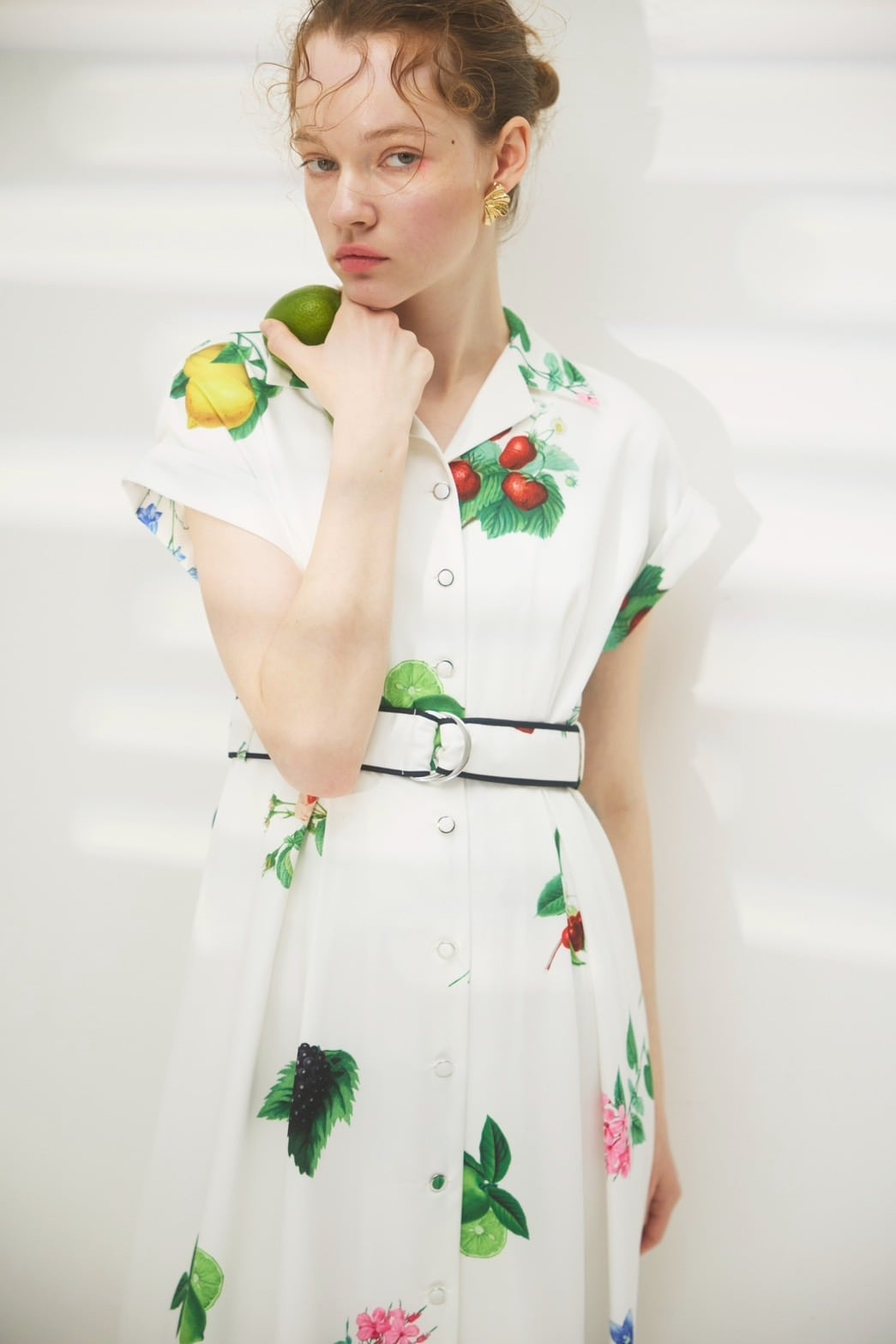 【And Couture】フルーツプリントシャツワンピース