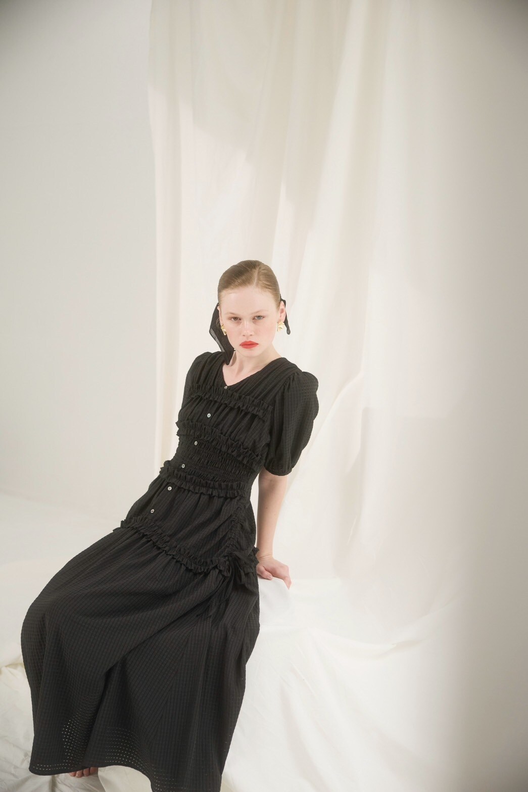 【And Couture】シャーリングビスチェワンピース