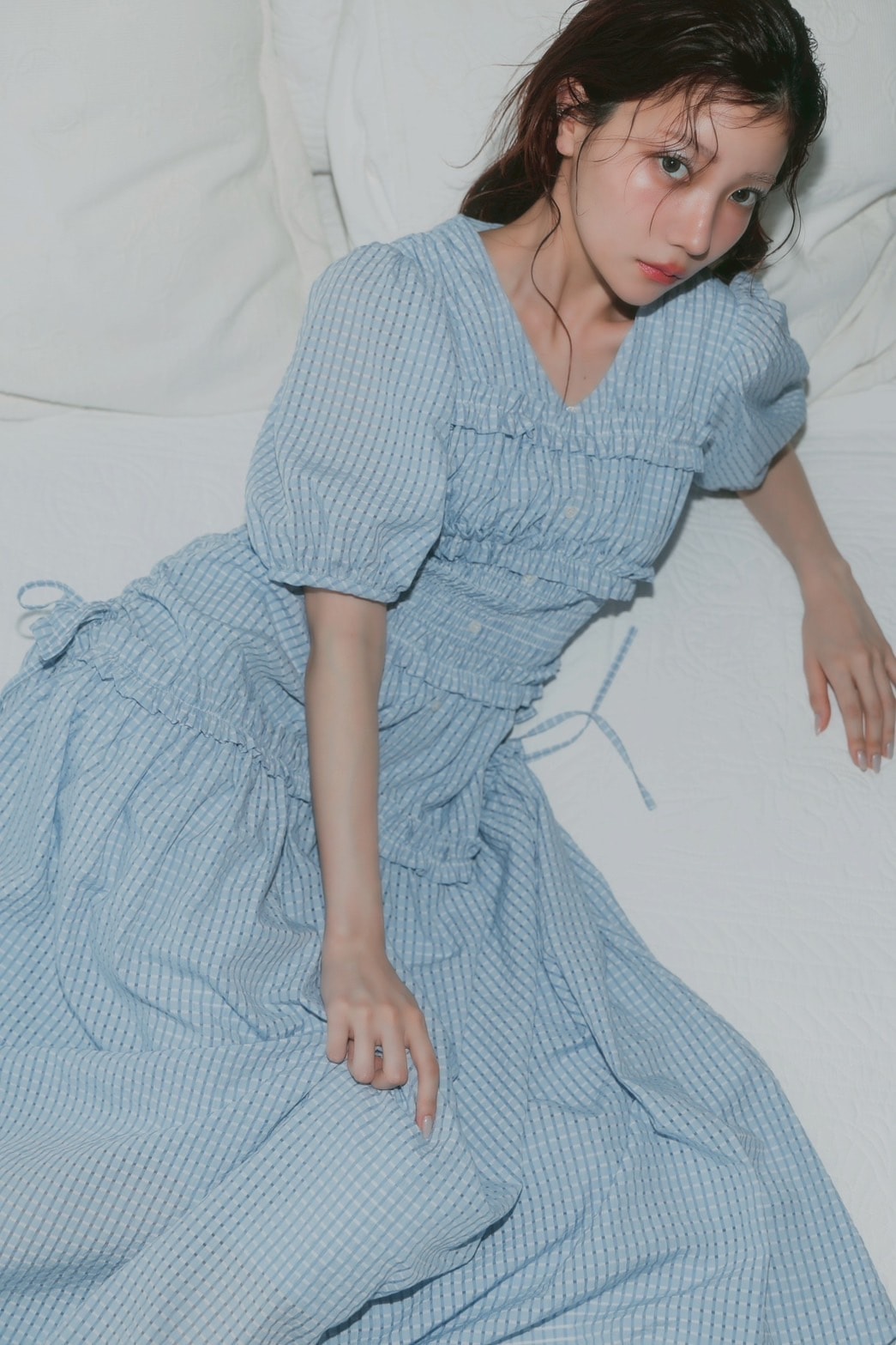 【And Couture】シャーリングビスチェワンピース