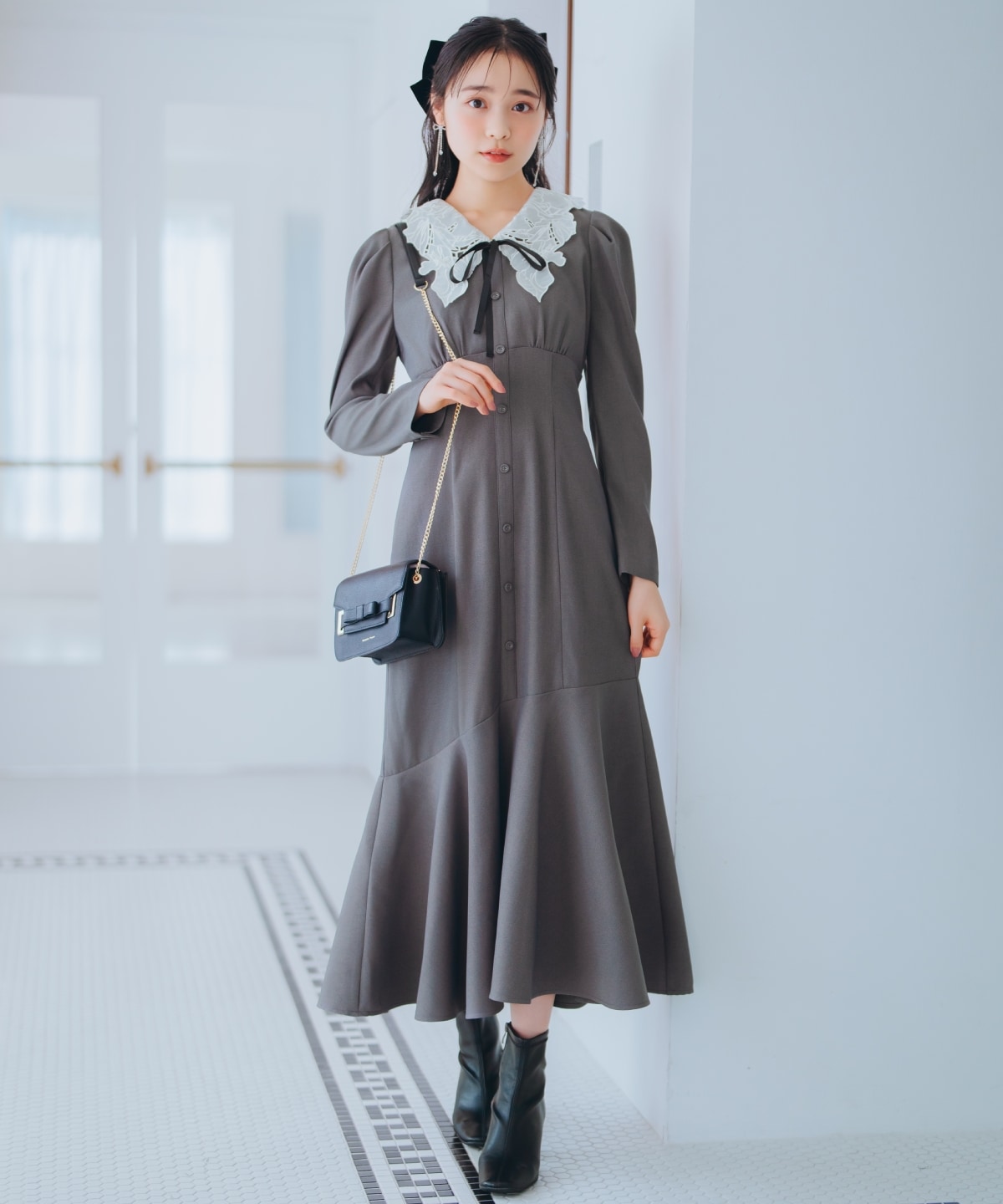 【WILLSELECTION】レースカラーマーメイドワンピース