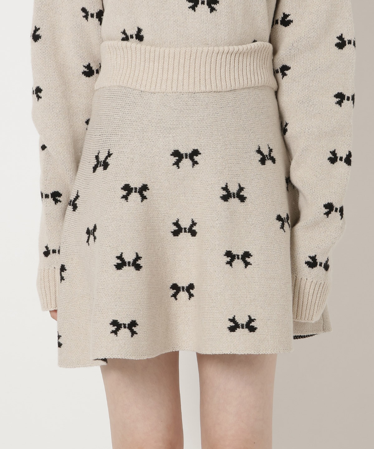 リボンジャガードニットスカート