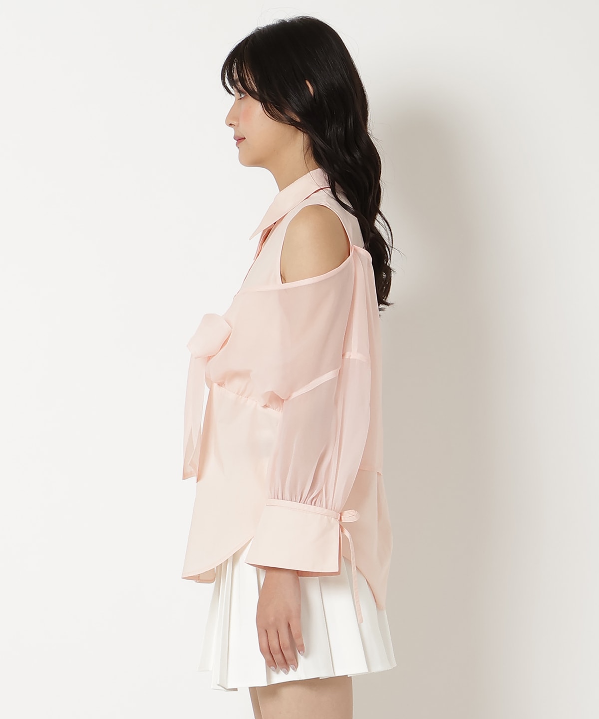 フロントリボンオフショルシャツ