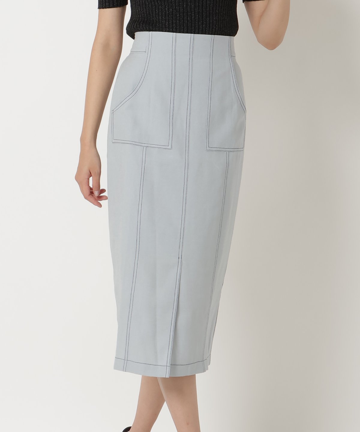 配色ステッチタイトスカート