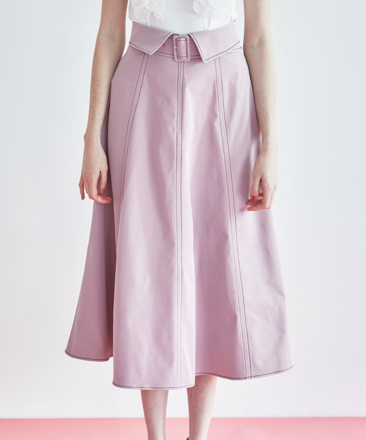 ステッチカラーフレアスカート