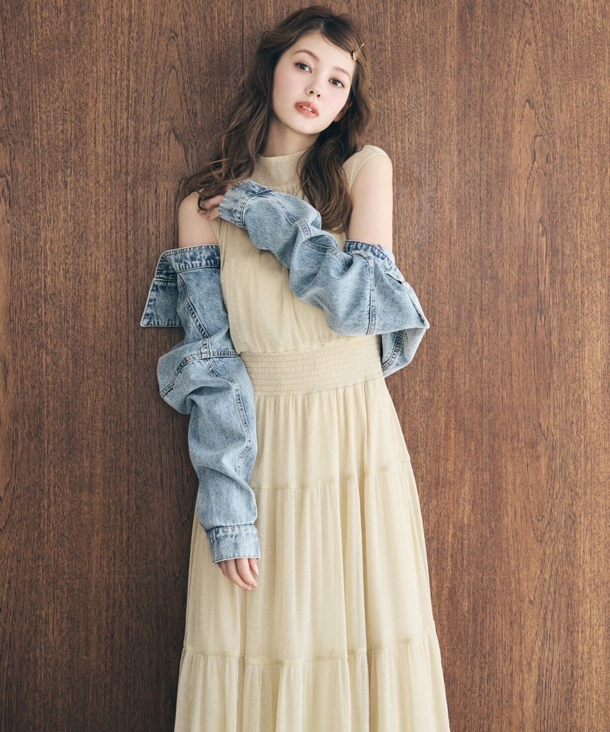 【REDYAZEL】ラメチュールティアードワンピース