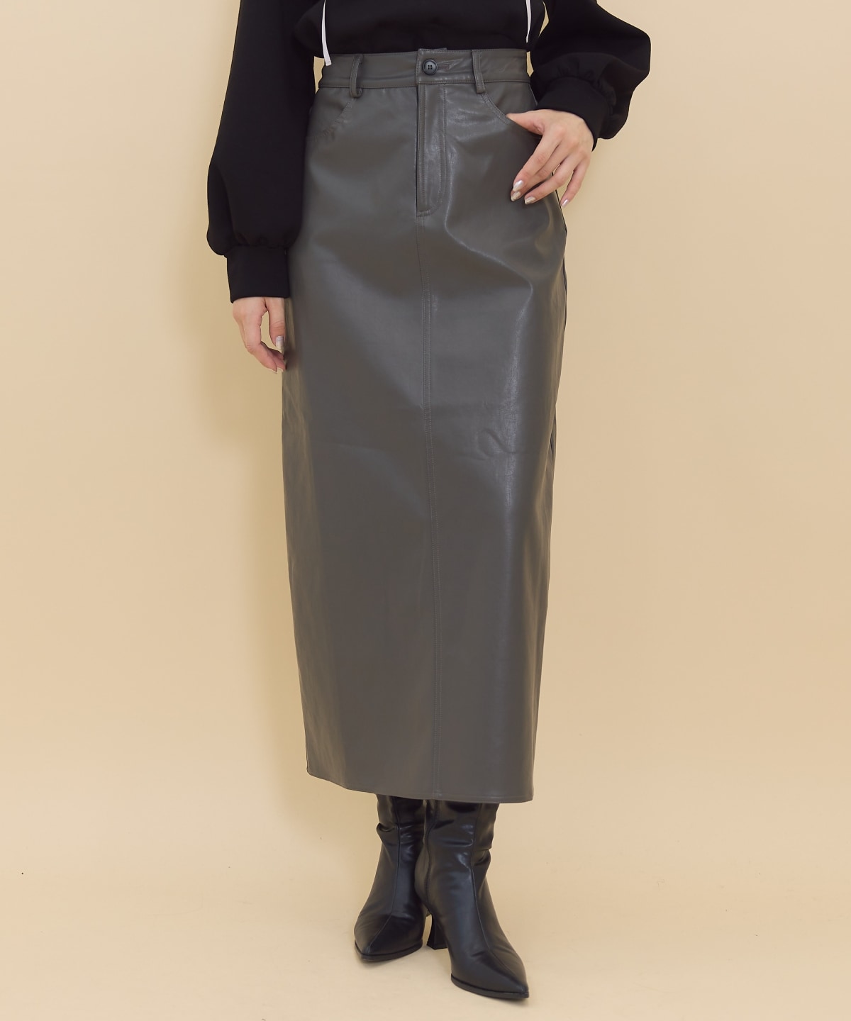 レザーロングスカート