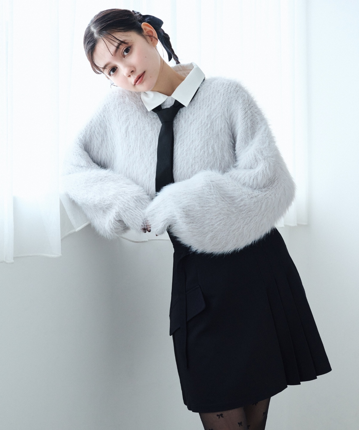 ハイウエストアシメプリーツミニスカート