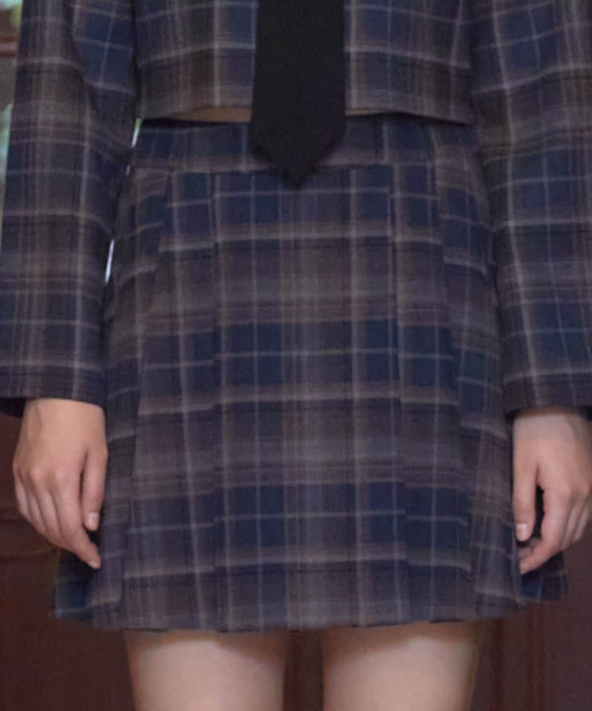 【セットアップ可能】チェックプリーツスカショーパン