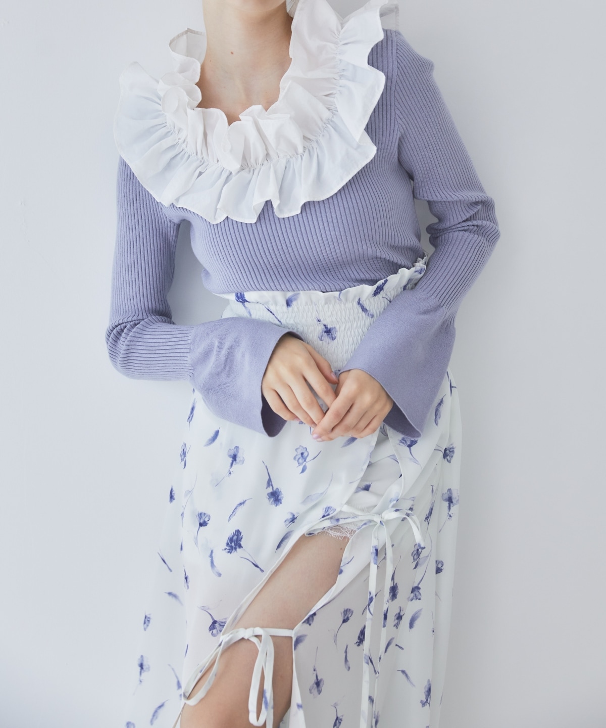 フェザープリントスリットスカショートパン