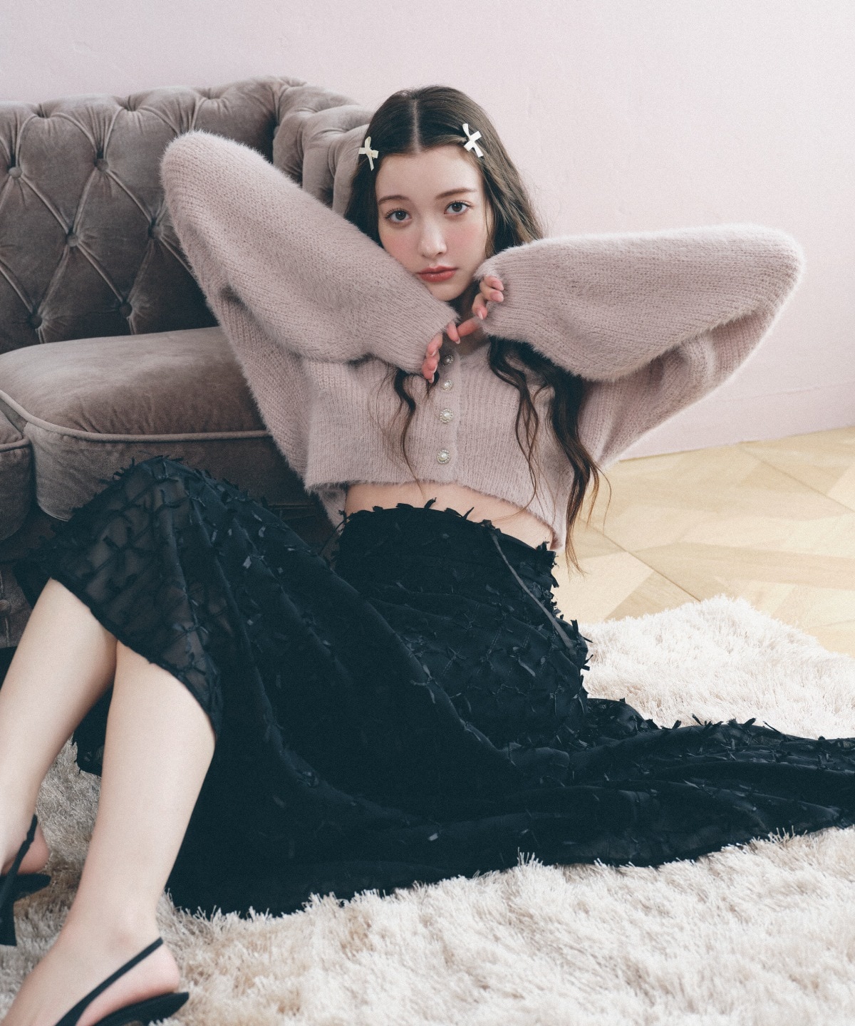 リボンモチーフフレアスカート