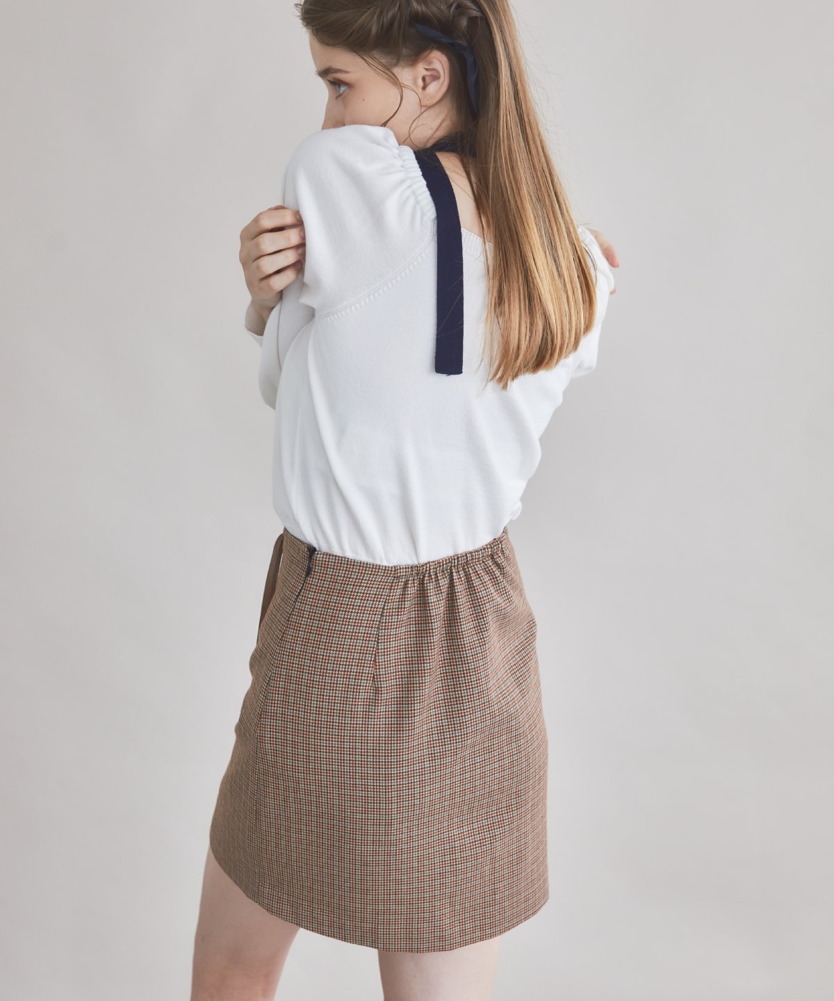 リボンレースアップミニスカート