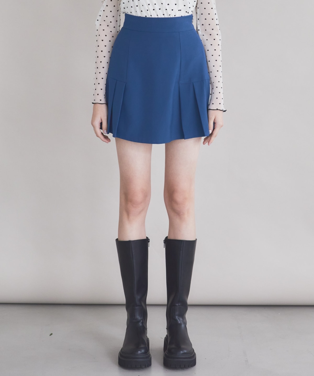【セットアップ可能】サイドプリーツミニスカート