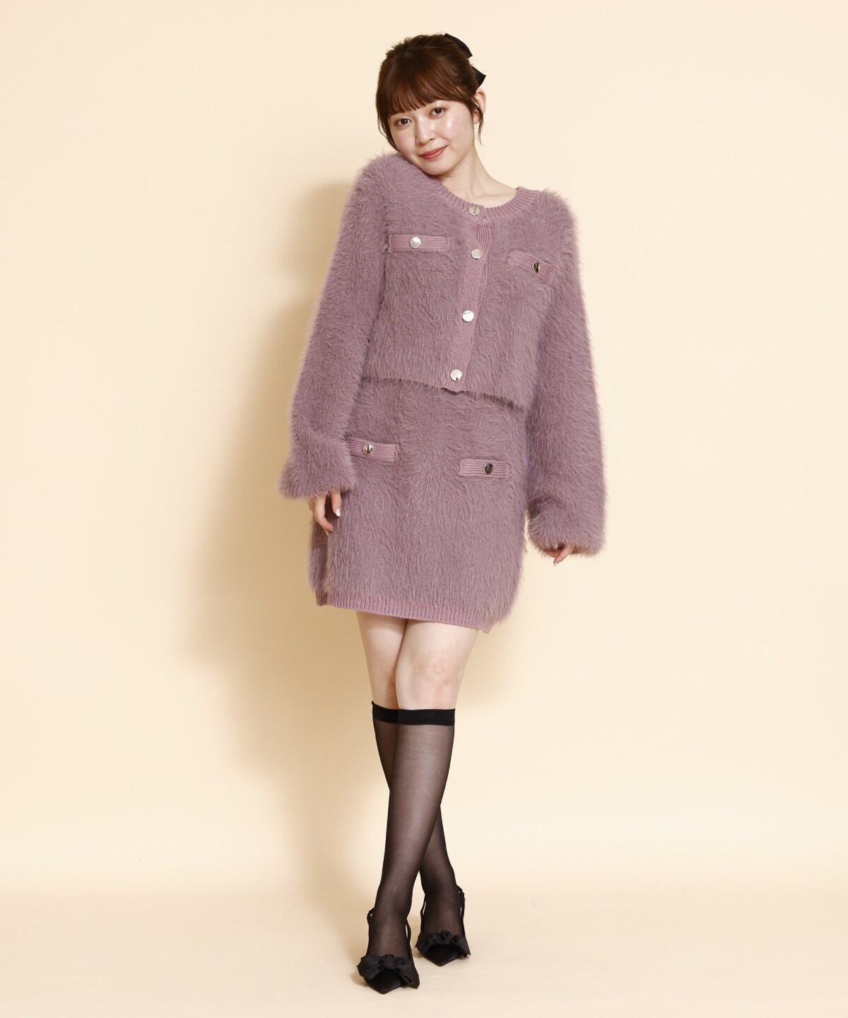 【セットアップ可能】シャギーニットミニスカート