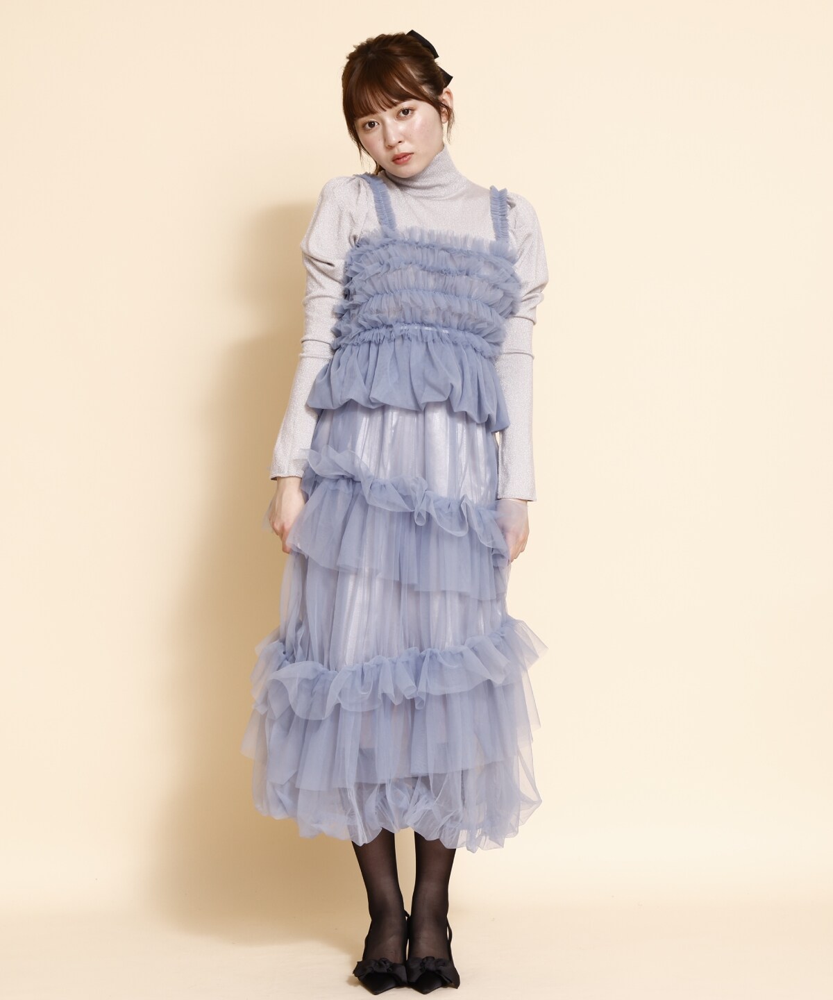 チュールフリルティアードスカート