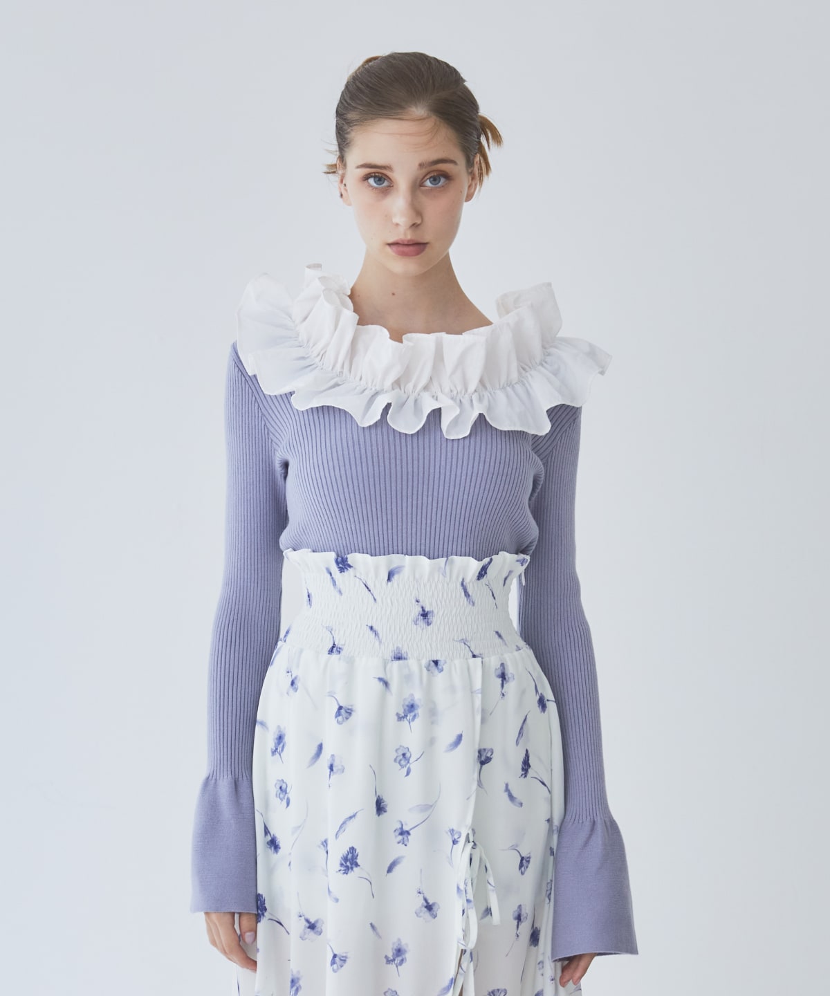 フリルドッキングリブニット