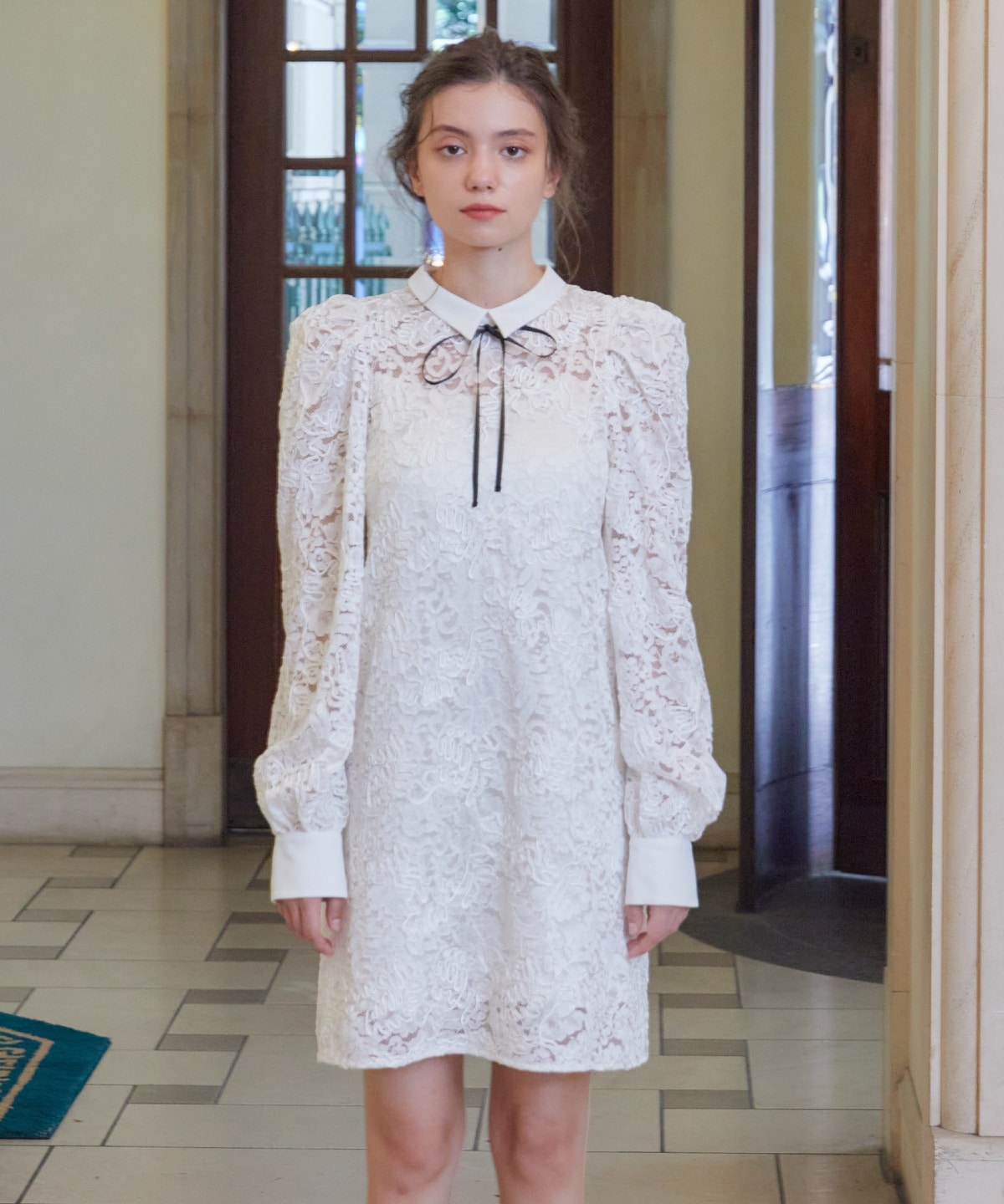 pium コットンレースドーリーカフェワンピ pium コットンレースドーリ