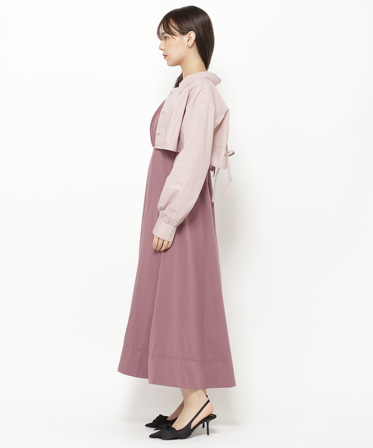 バックリボンシャツ&キャミワンピセット