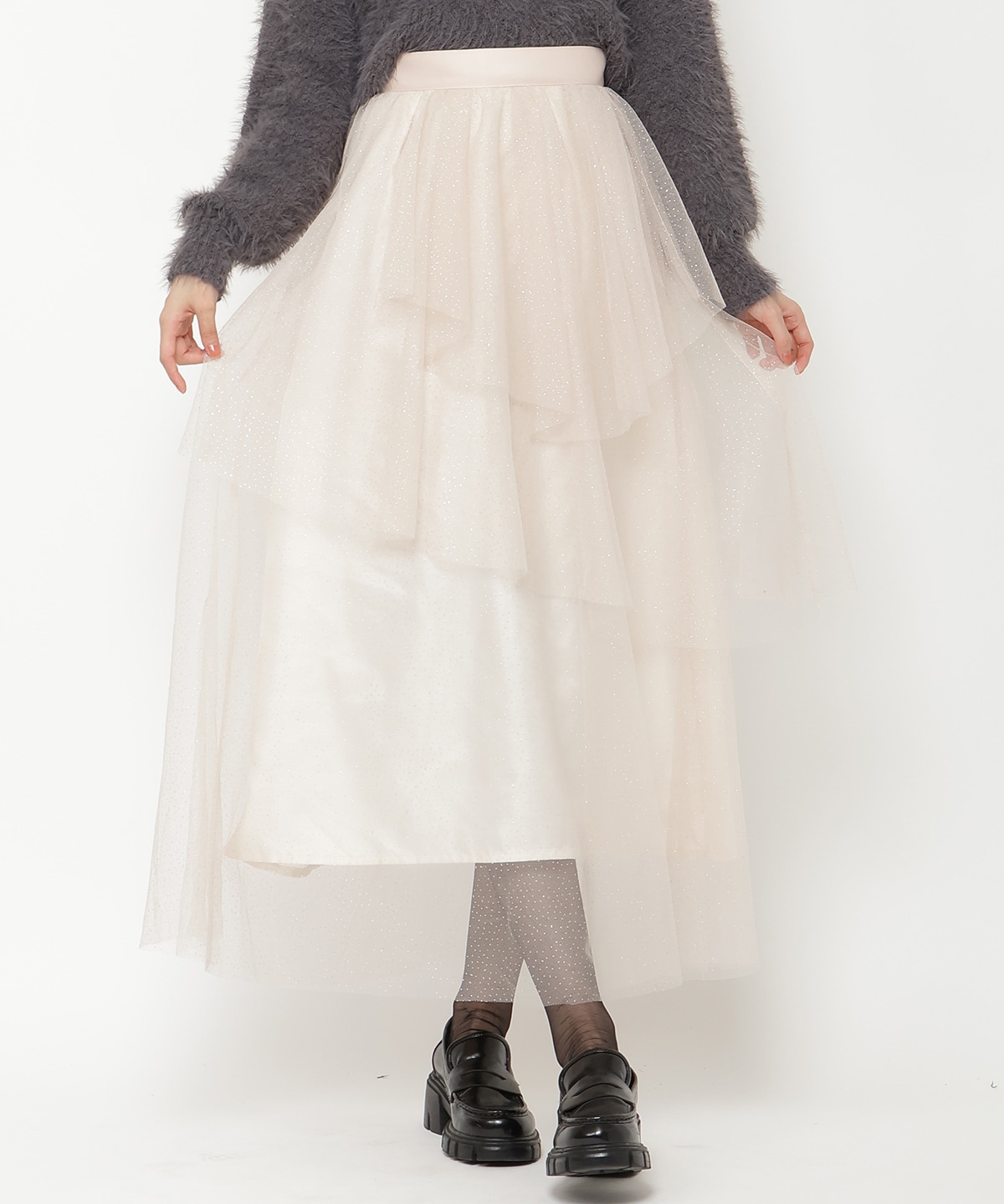 ラメチュールアシメティアードスカート