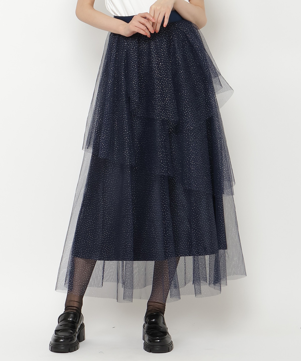 ラメチュールアシメティアードスカート