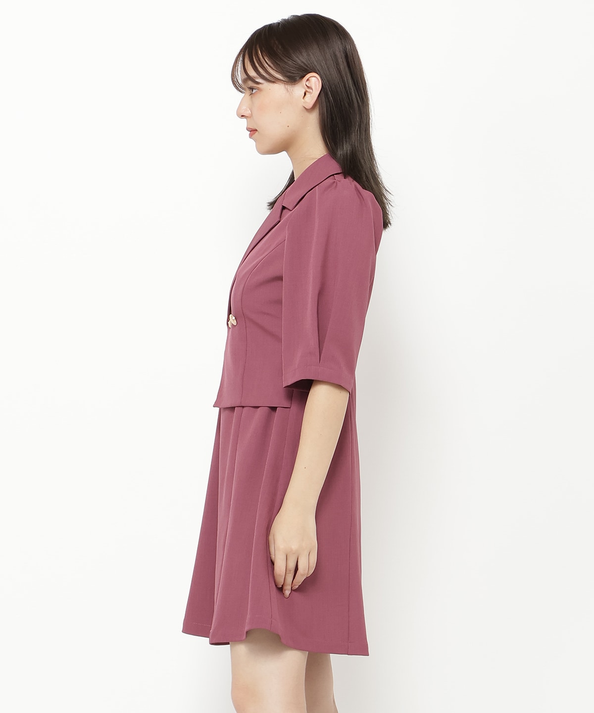 ジャケットレイヤードアシメミニワンピース