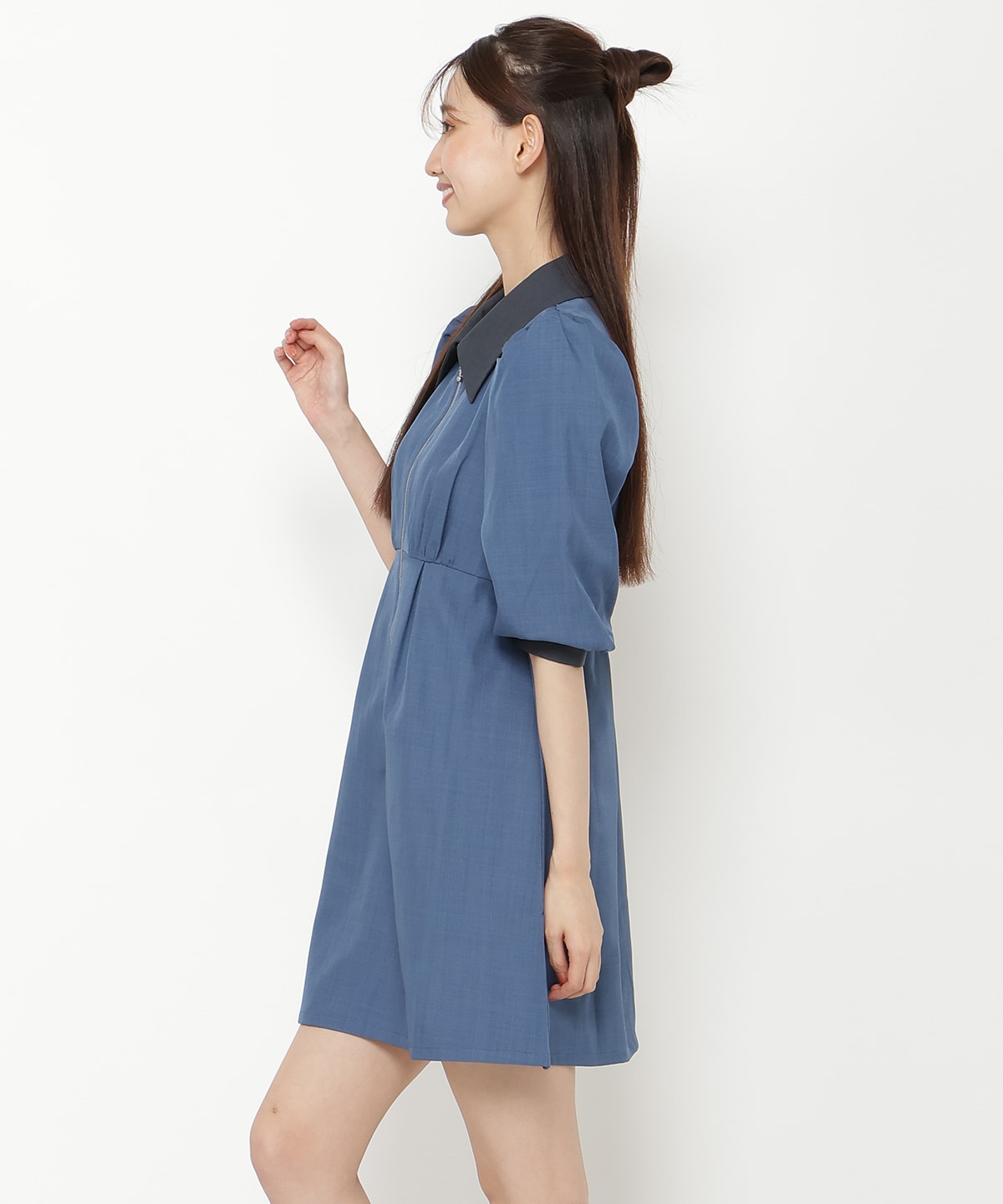 【オンラインショップ・ルミネ店限定】バイカラーフロントジップミニワンピース