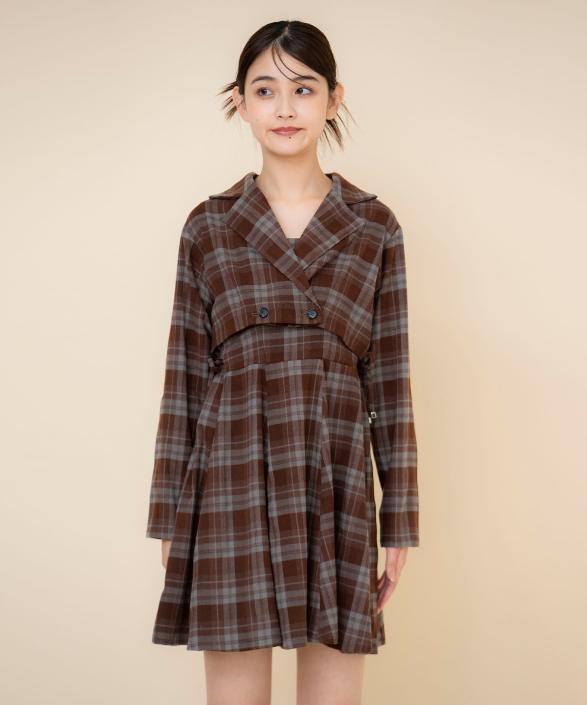 【セットアップ可能】チェックショートジャケット