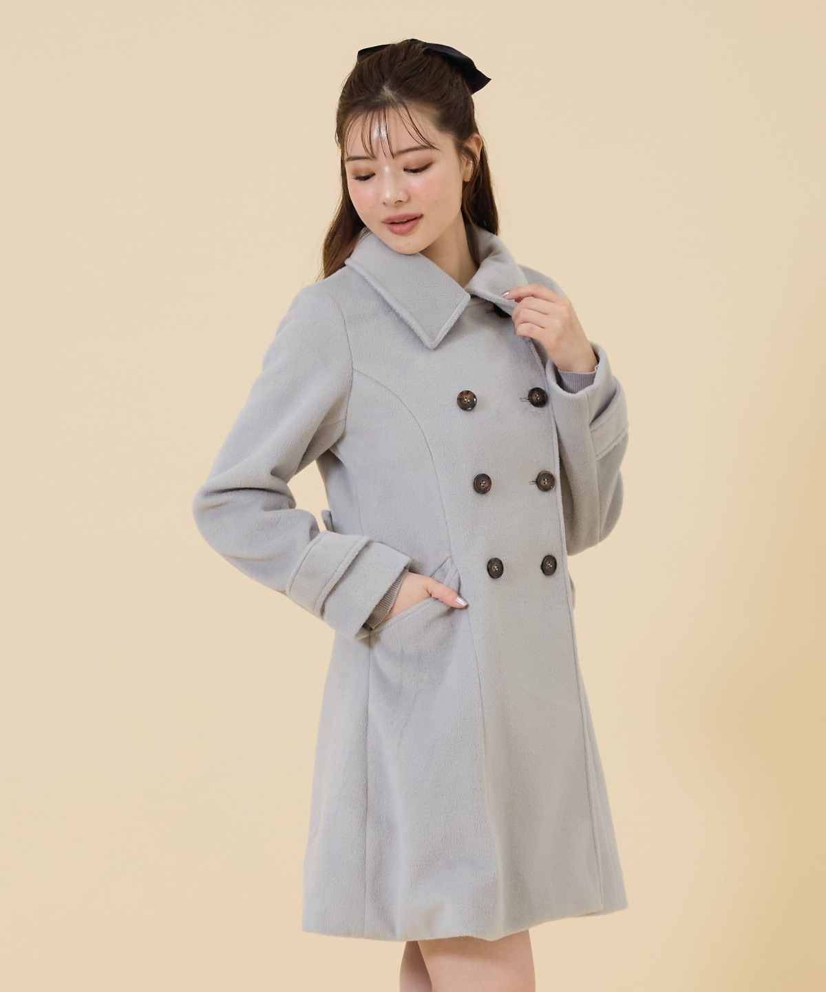 ウールライクダブルミドルコート
