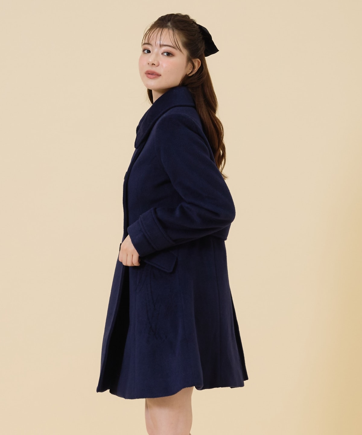 ウールライクダブルミドルコート