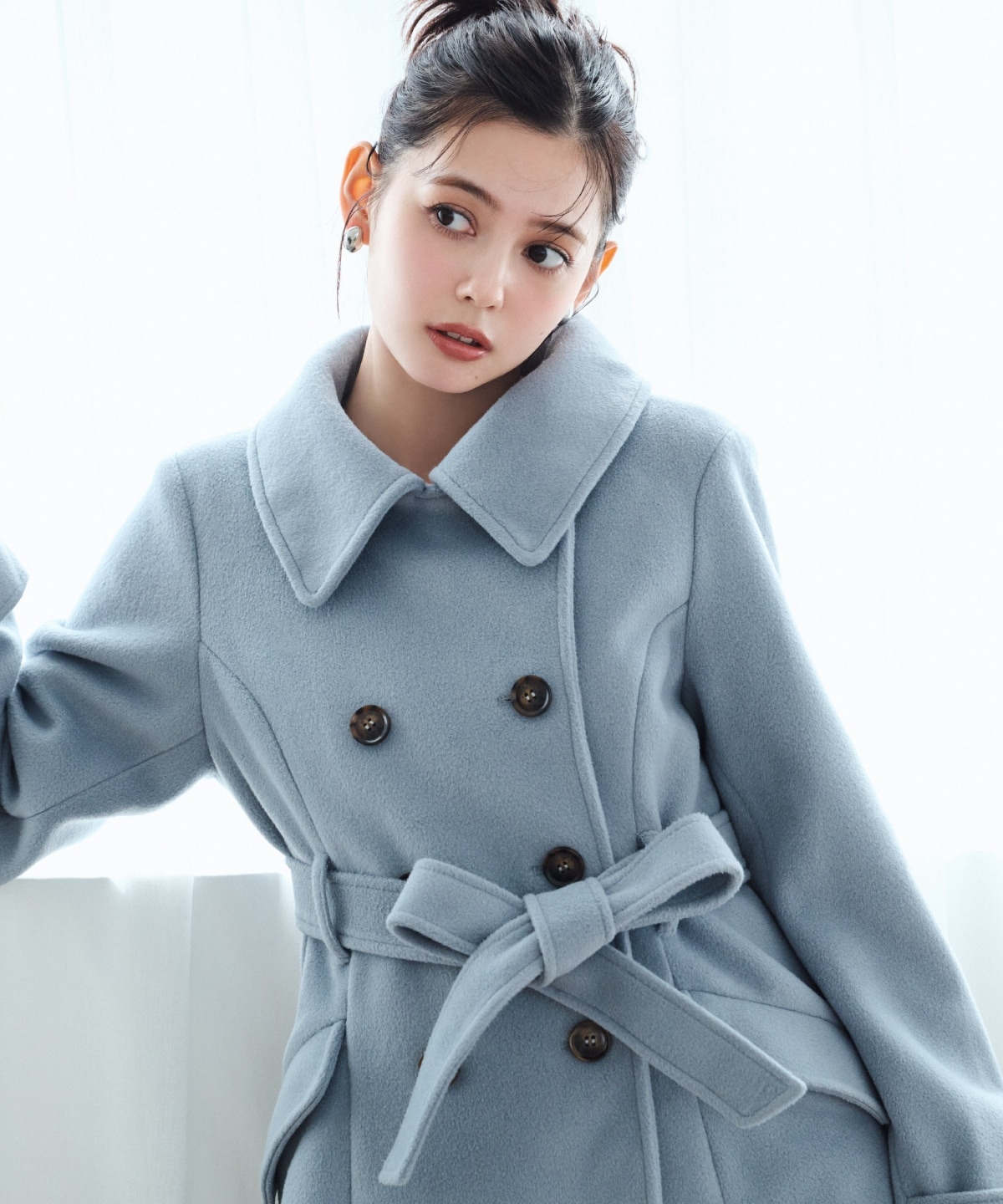 ウールライクダブルロングコート