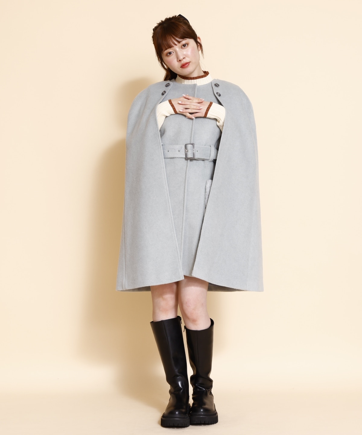 ファーカラースリットスリーブコート