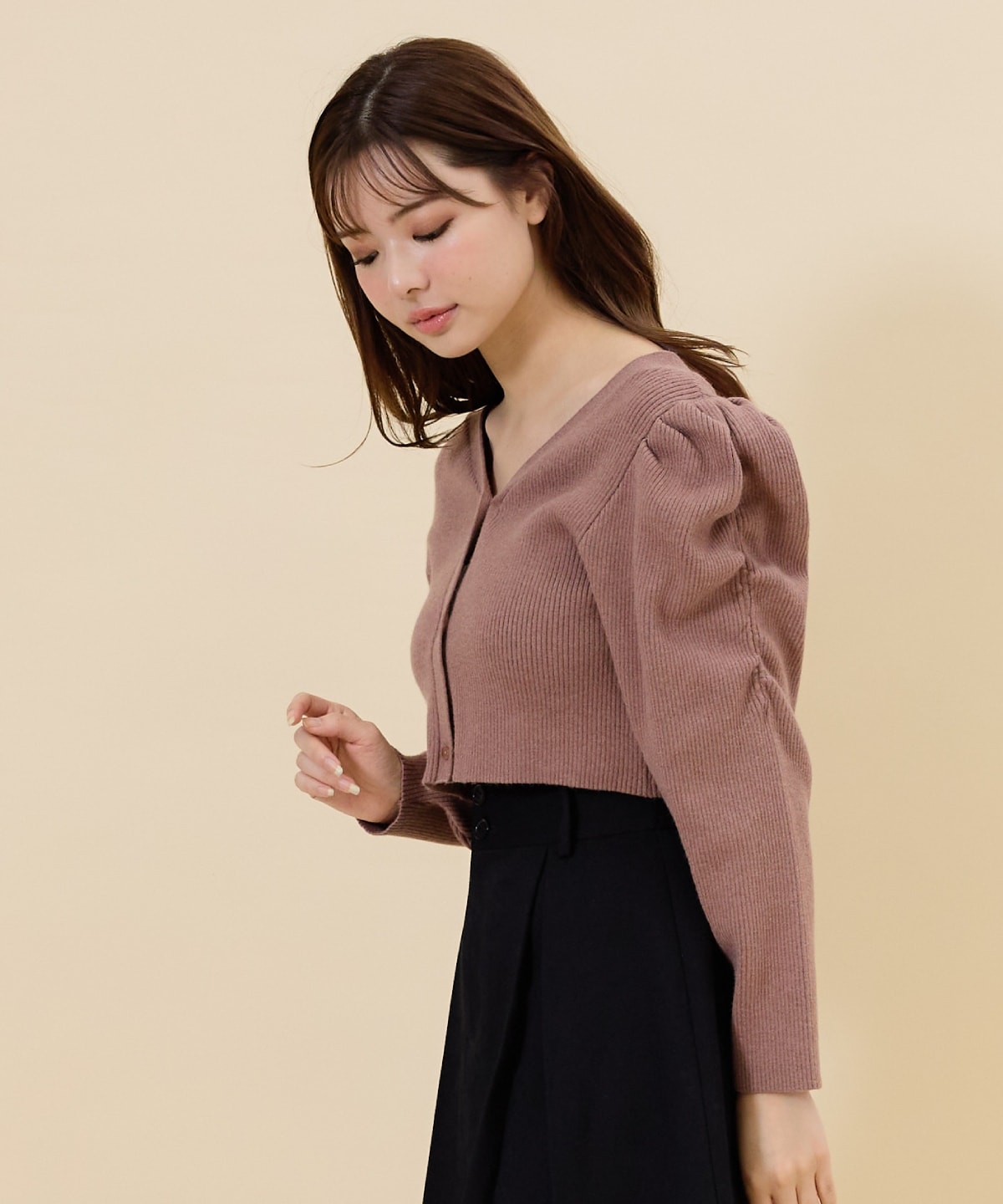 ボリュームショルダーリブカーディガン