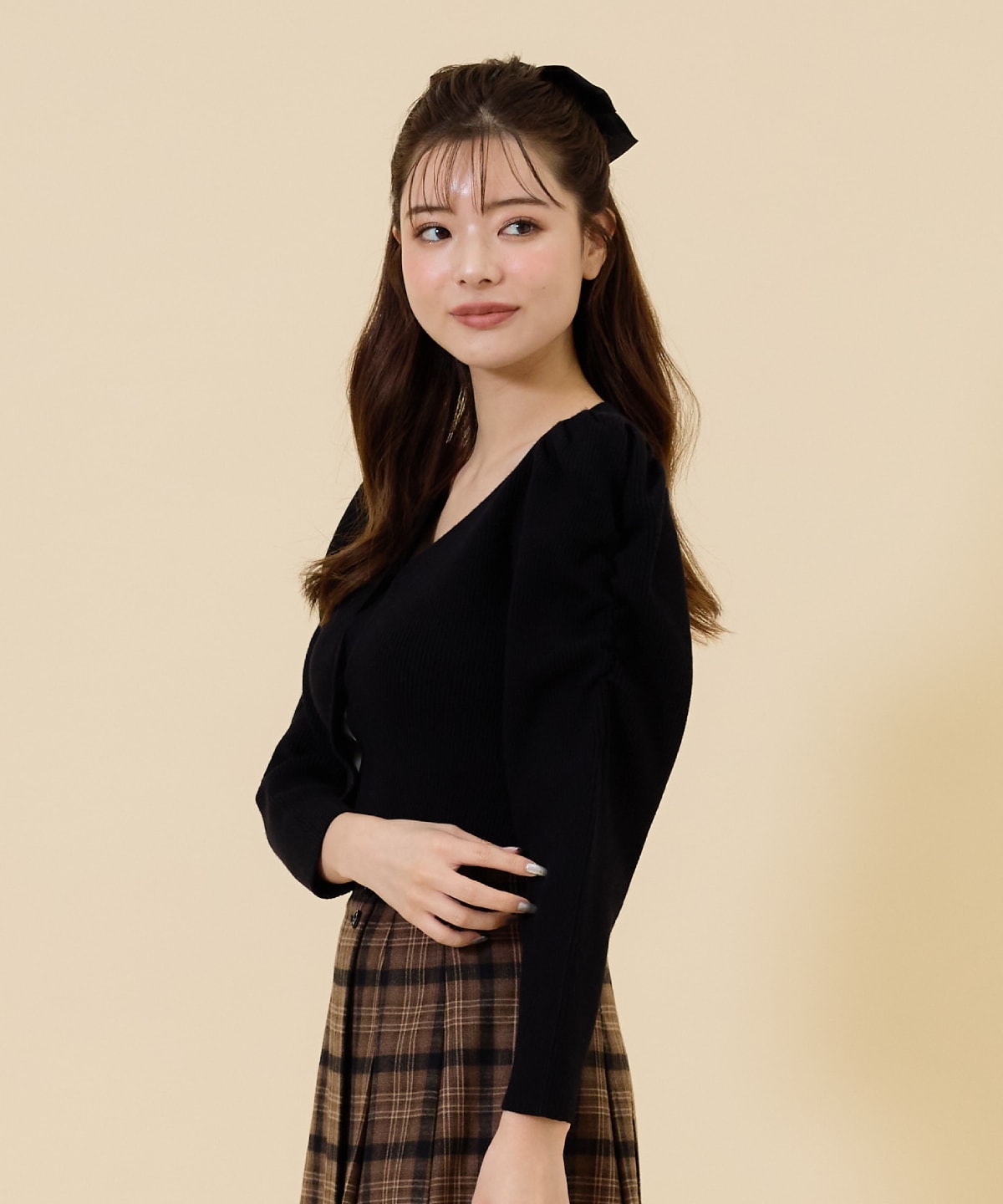 ボリュームショルダーリブカーディガン