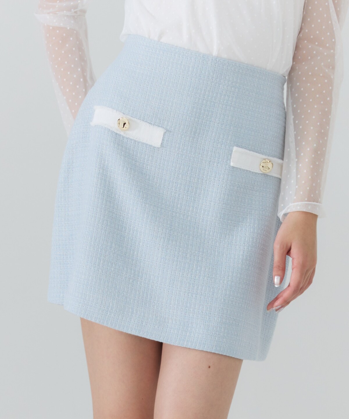 【セットアップ可能】ファンシーツイードミニスカート