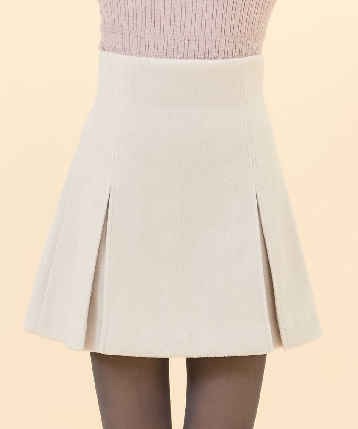 【セットアップ可能】カットメルトンミニスカート