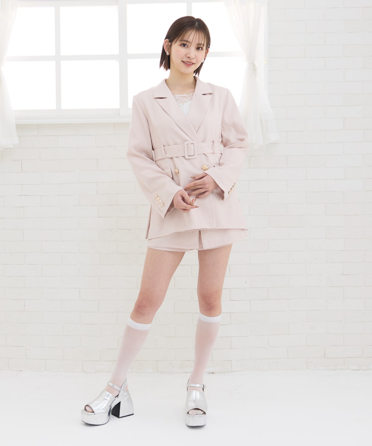 【セットアップ可能】ラップデザインショートパンツ