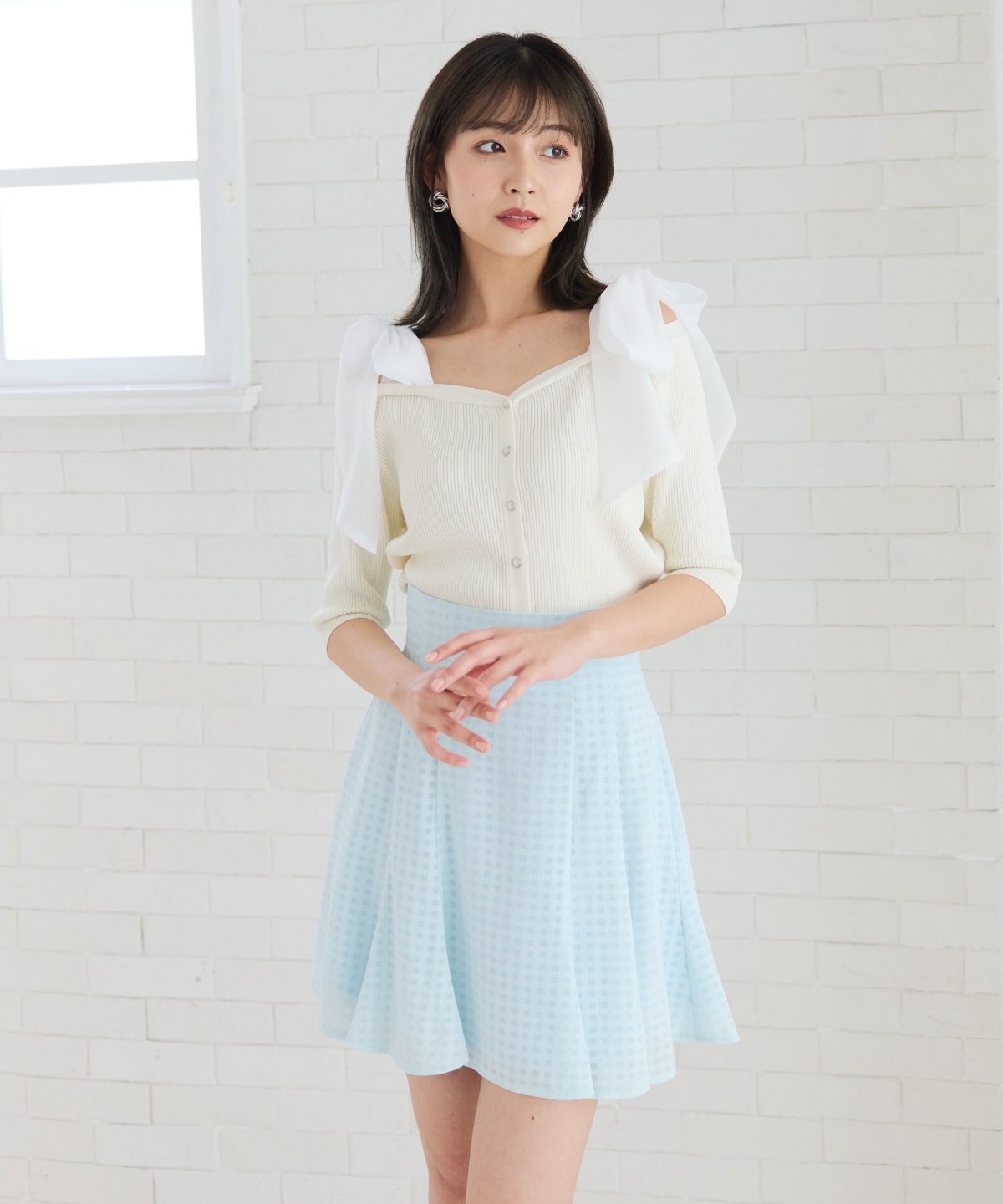 シアーチェックフレアミニスカート