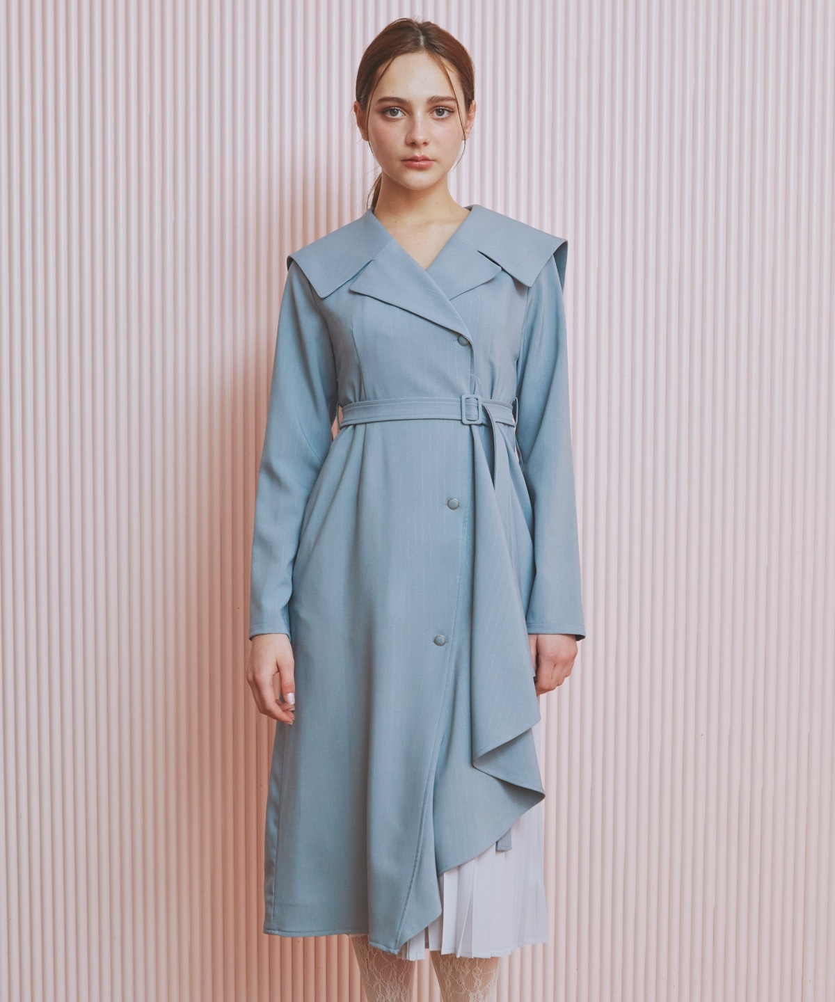 アシメデザインセーラープリーツワンピース