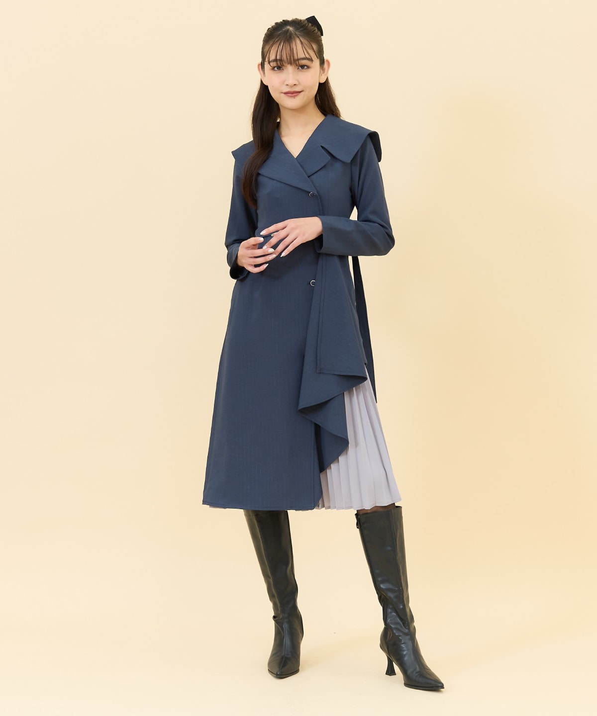 アシメデザインセーラープリーツワンピース