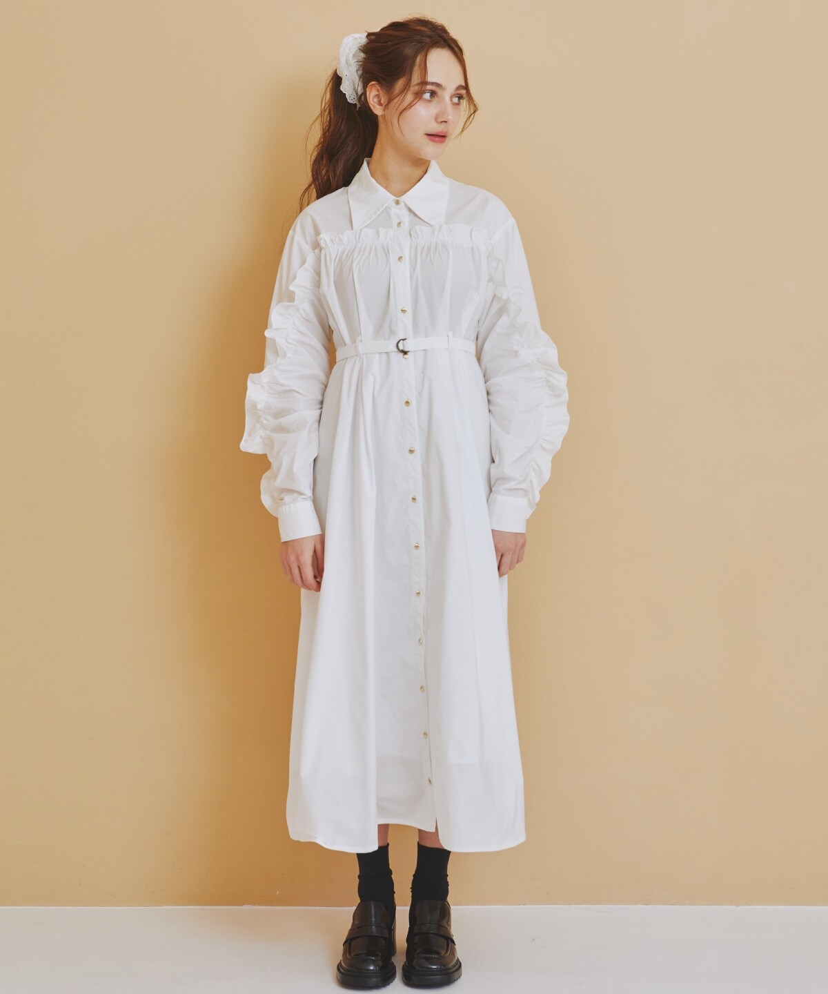 フリルシャツワンピース