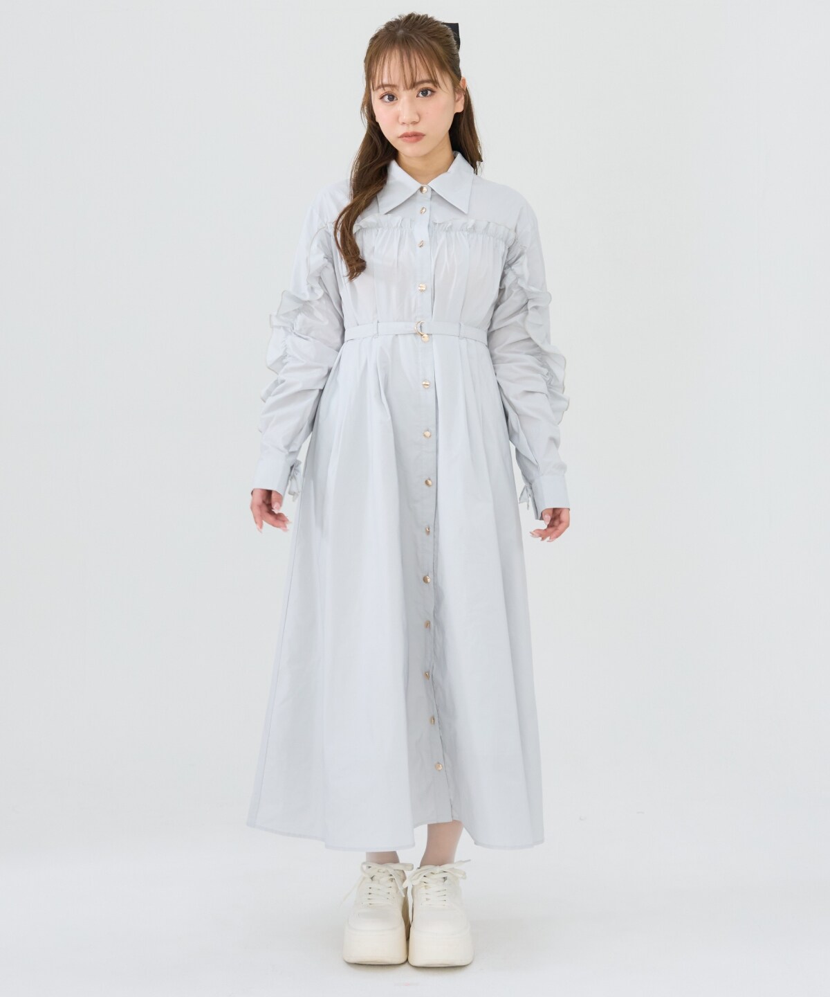 フリルシャツワンピース