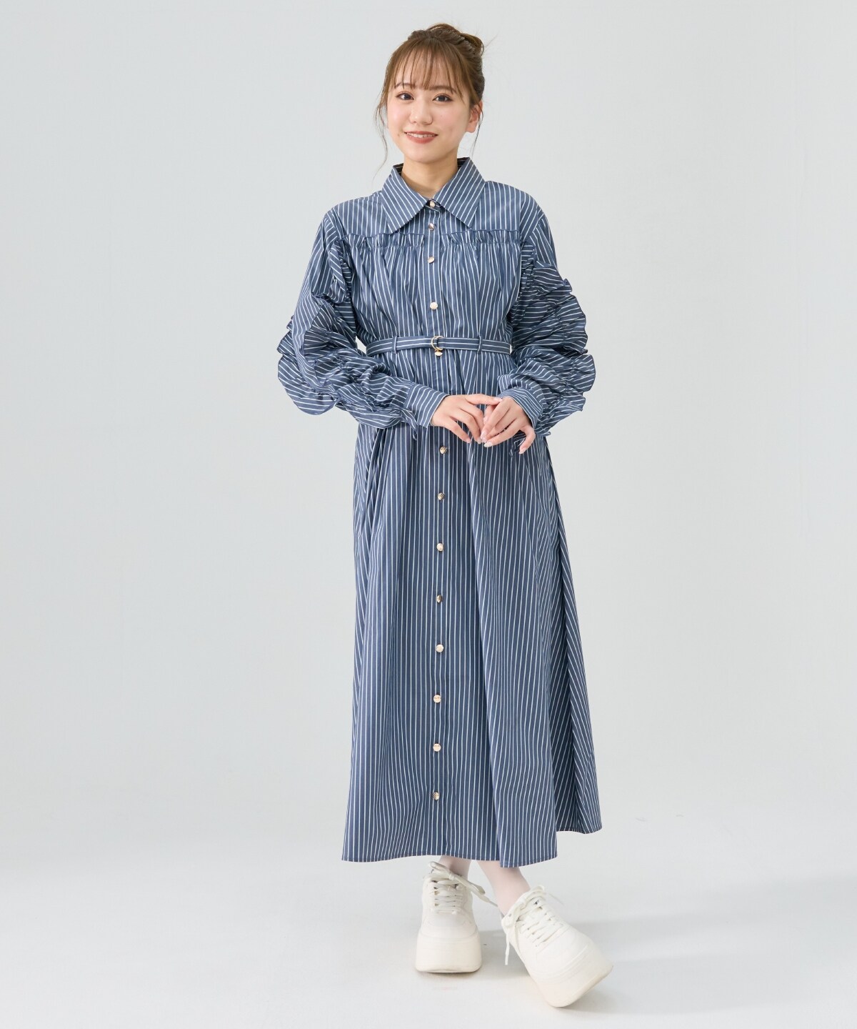 フリルシャツワンピース