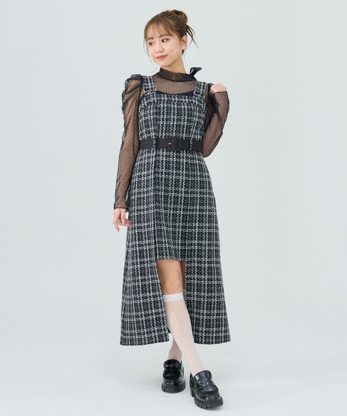 ツイードデザインジャンパースカート