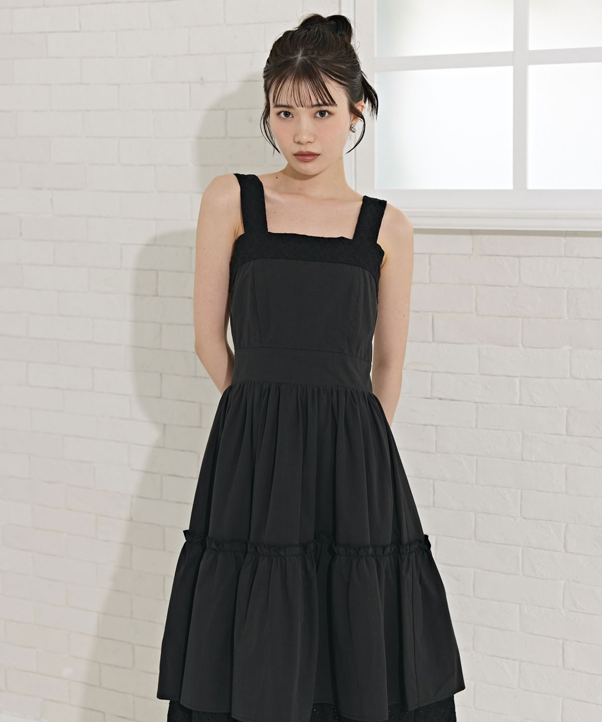 コットンレースティアードワンピース