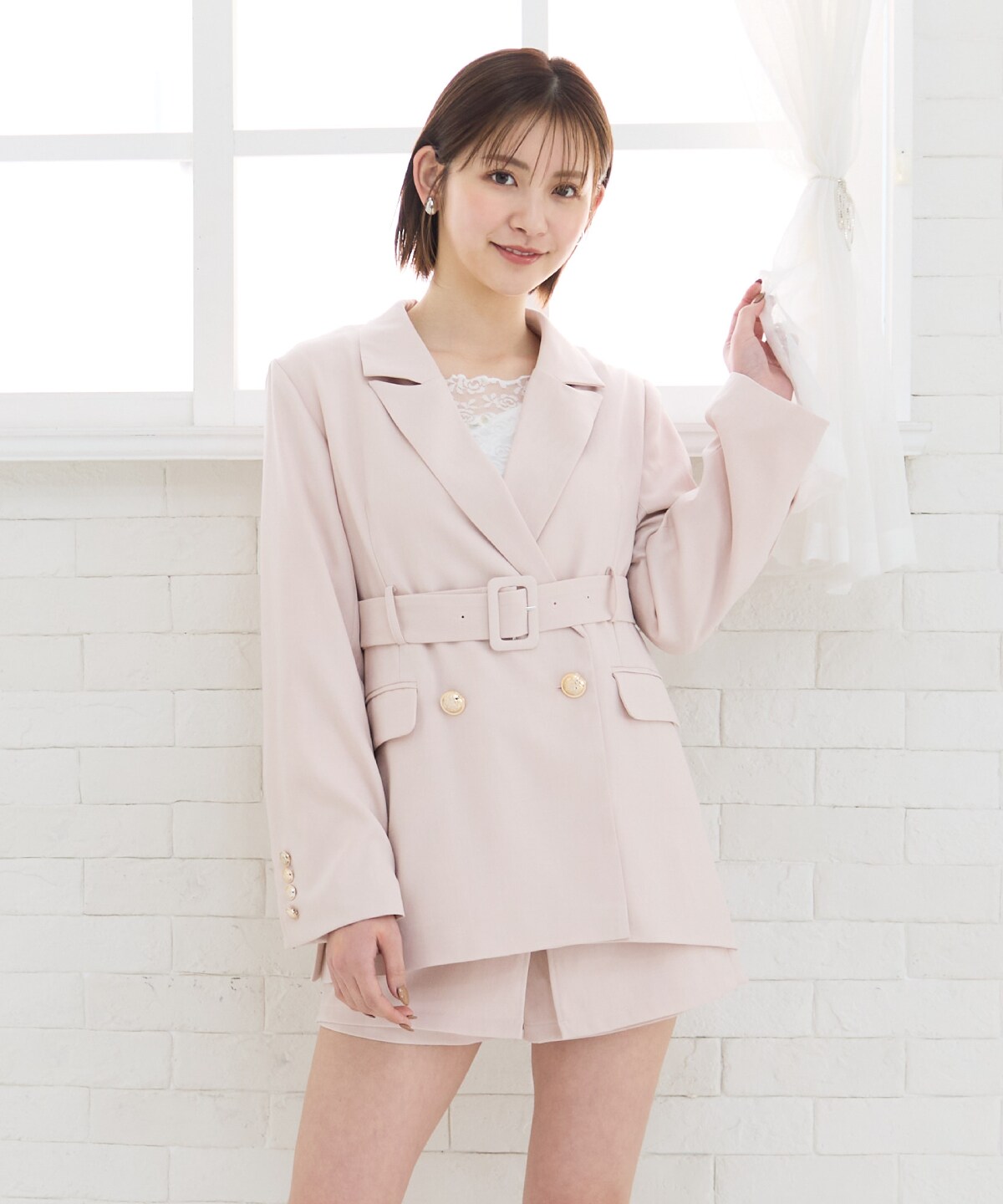 【セットアップ可能】ベルテッドダブルジャケット