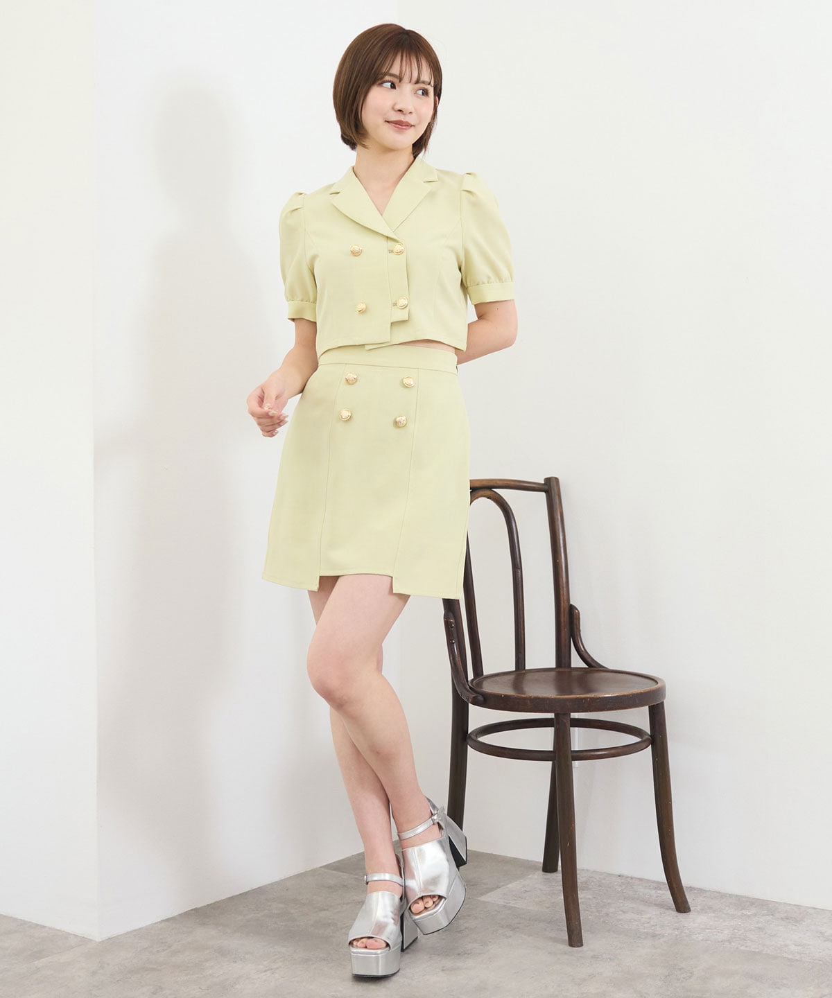 【セットアップ可能】レイヤードダブルショートジャケット