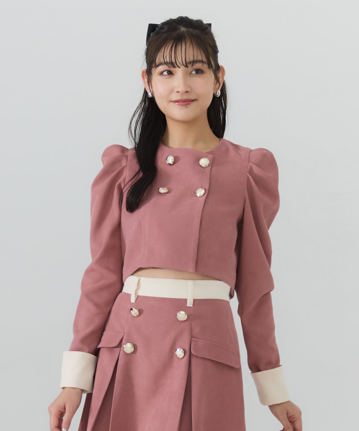 【セットアップ可能】ダブルボタンバイカラージャケット