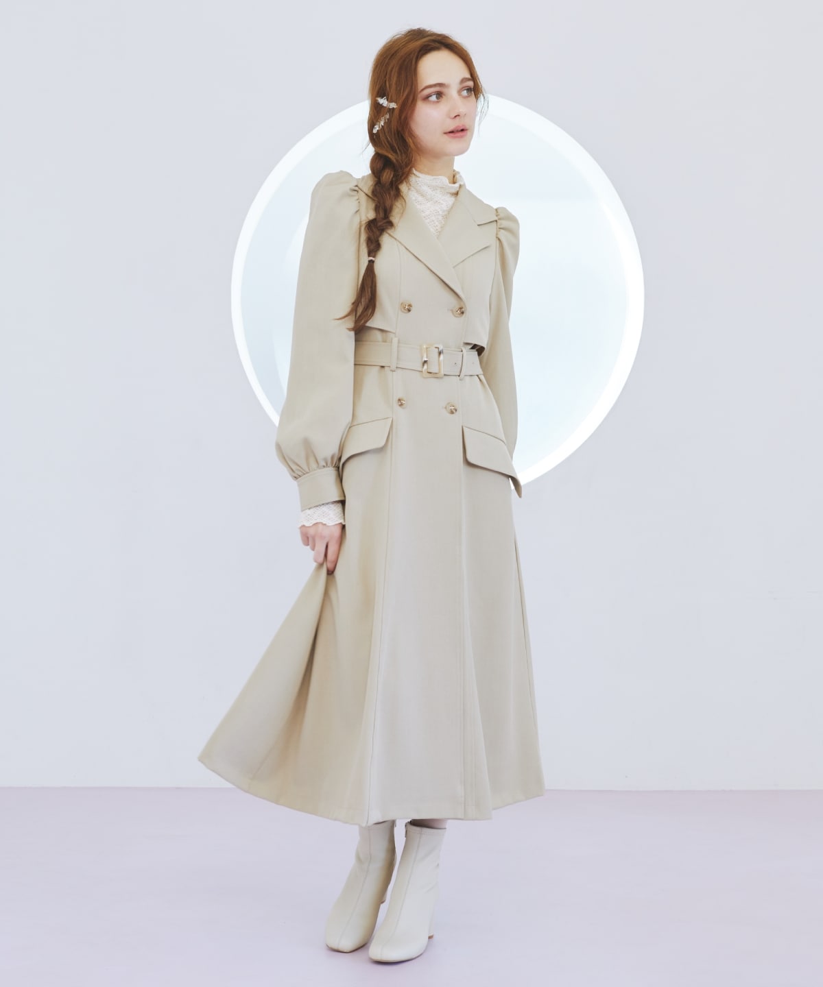 パフスリーブロングトレンチコート