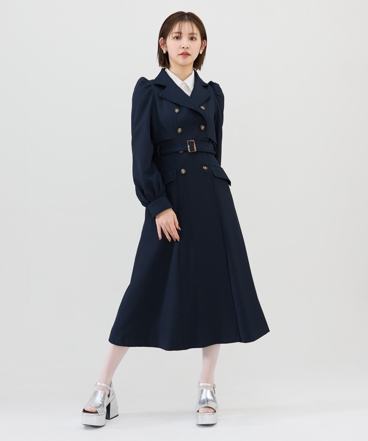 パフスリーブロングトレンチコート