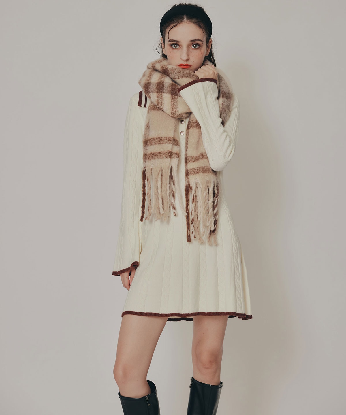 ワイドチェックマフラー