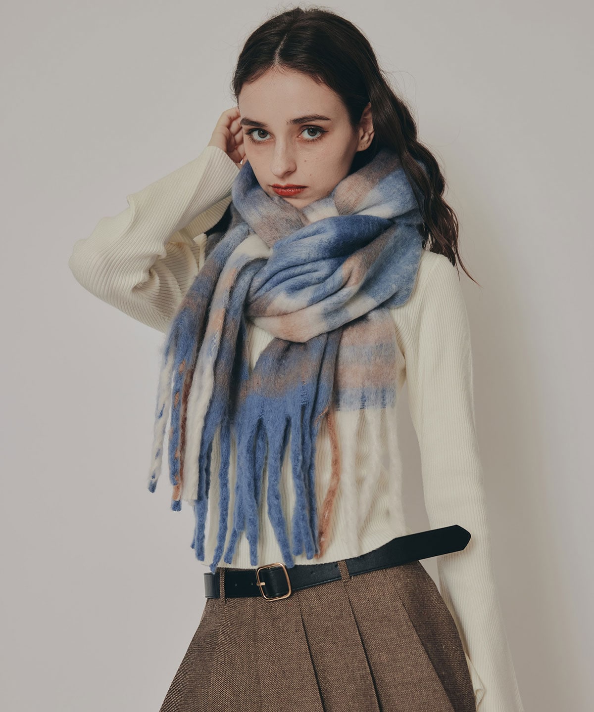 ワイドチェックマフラー